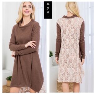 New Ryu A’reve Boho Style Silk And Lace High Low Style Dress